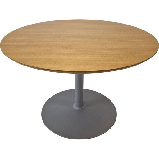 Vintage ronde eettafel met houtfineer tafelblad van Pierre Paulin voor Artifort, 1960
