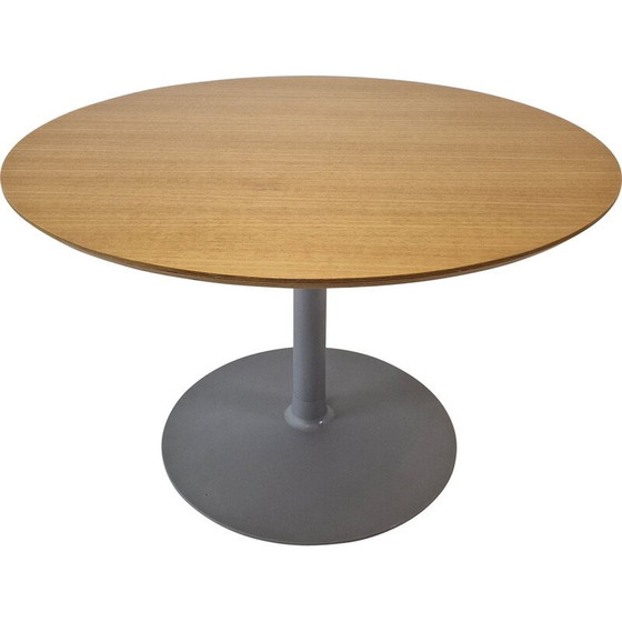 Image 1 of Vintage ronde eettafel met houtfineer tafelblad van Pierre Paulin voor Artifort, 1960