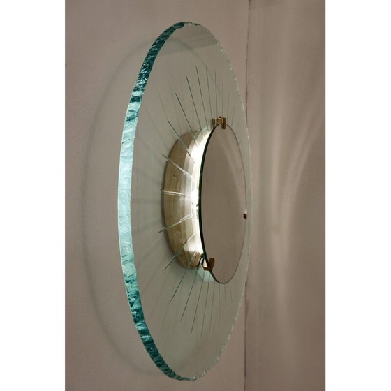 Image 1 of Vintage spiegel van glas en messing met zonlicht, Italië