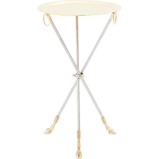 Vintage voetstuktafel van Alberto Orlandi, messing en staal, Italië 1970