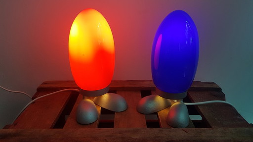 2 x Vintage Fjorton Dino Eggs lamp