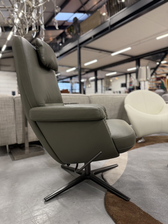 Image 1 of Leolux Evidence Entro Relaxfauteuil Met Poef Groen Leer