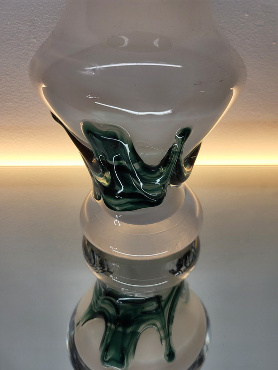 Image 1 of Val Saint Lambert Studio Cristal Vaas Op Voet, Gesigneerd, Luik, Jaren 80