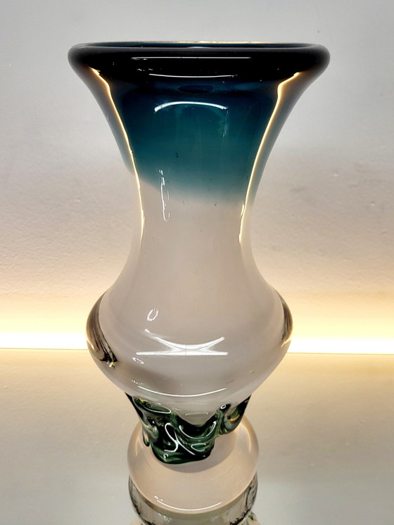 Image 1 of Val Saint Lambert Studio Cristal Vaas Op Voet, Gesigneerd, Luik, Jaren 80