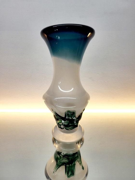 Image 1 of Val Saint Lambert Studio Cristal Vaas Op Voet, Gesigneerd, Luik, Jaren 80