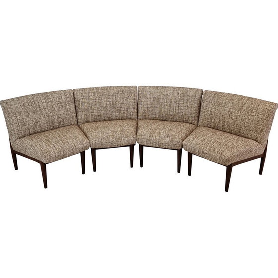 Image 1 of Set van 4 vintage stoelen van teakhout en stof, Denemarken 1960