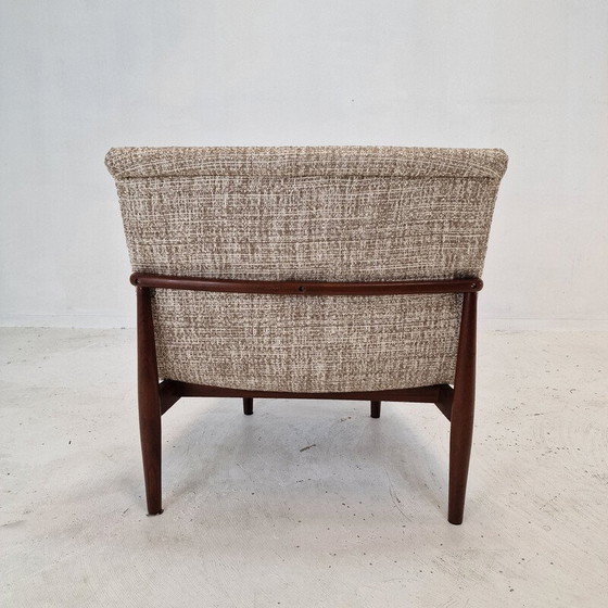 Image 1 of Set van 4 vintage stoelen van teakhout en stof, Denemarken 1960