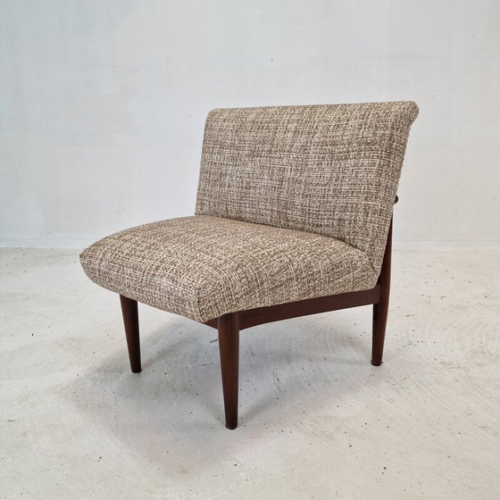 Image 1 of Set van 4 vintage stoelen van teakhout en stof, Denemarken 1960