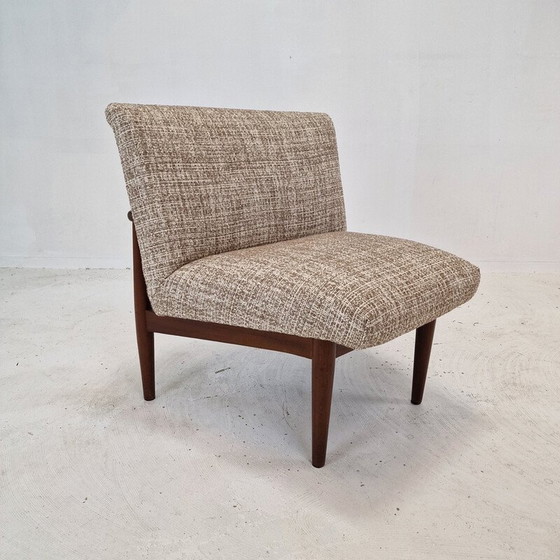 Image 1 of Set van 4 vintage stoelen van teakhout en stof, Denemarken 1960