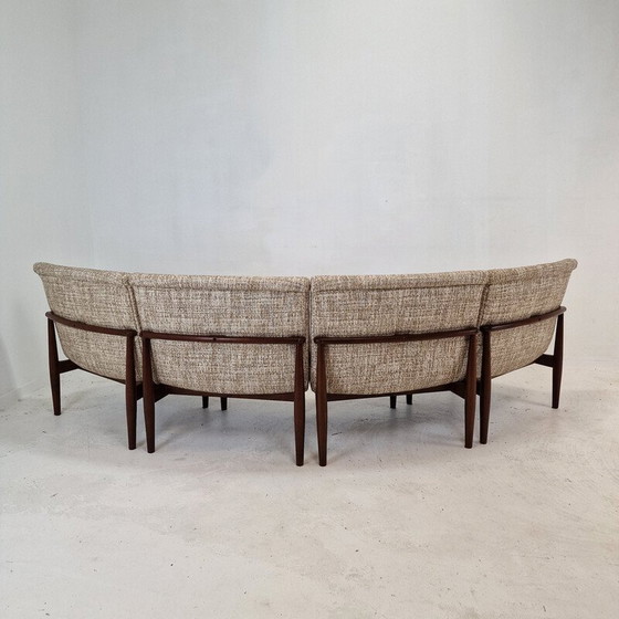 Image 1 of Set van 4 vintage stoelen van teakhout en stof, Denemarken 1960