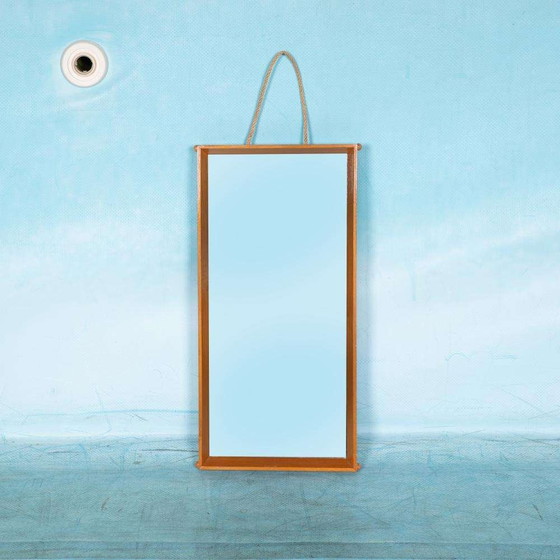 Image 1 of Japandi houten spiegel Scandinavisch 70s, minimalist mirror