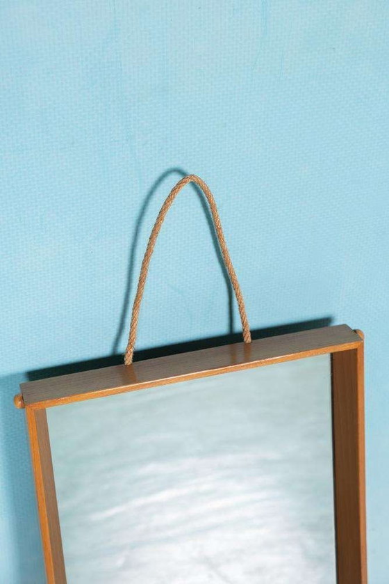 Image 1 of Japandi houten spiegel Scandinavisch 70s, minimalist mirror