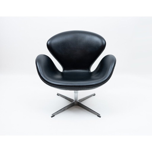 Vintage Swan fauteuil in natuurleer van Arne Jacobsen voor Fritz Hansen, 1958