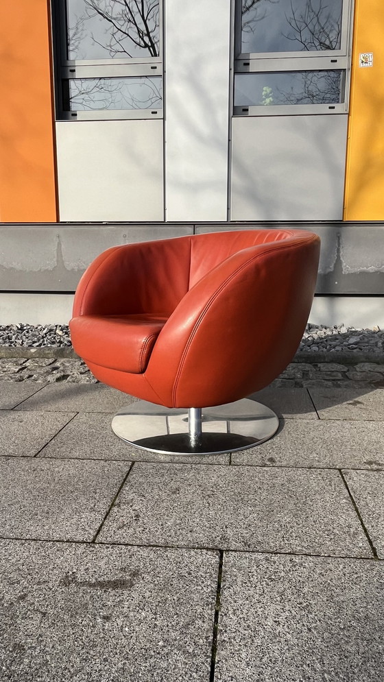 Image 1 of Koinor Design draaifauteuil Parelleder bordeaux-rood