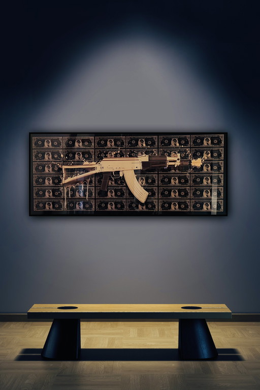  “Ak-47 Dollar Artwork”. Gesigneerd, In Groot Formaat.