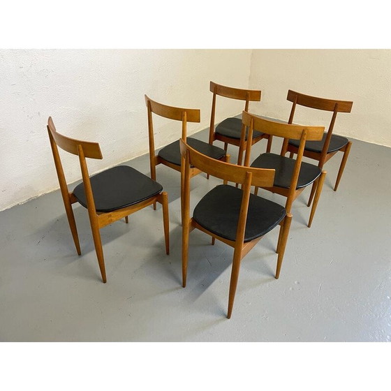Image 1 of Set van 6 vintage houten en leren stoelen van Alan Fuchs voor Úluv, Tsjecho-Slowakije 1960