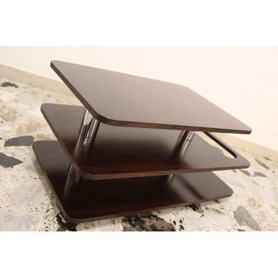 Image 1 of Vintage koffiebartafel in palissander laminaat en verchroomd metaal, Italië 1970