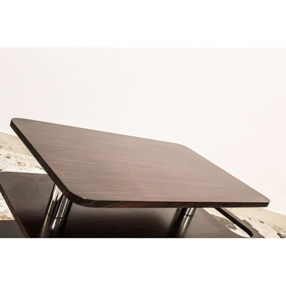 Image 1 of Vintage koffiebartafel in palissander laminaat en verchroomd metaal, Italië 1970