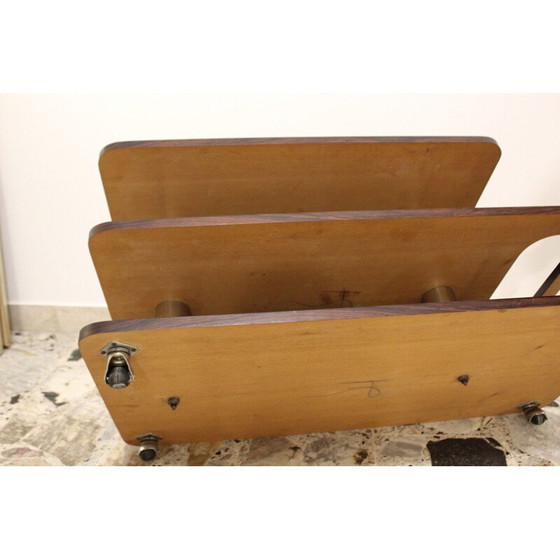 Image 1 of Vintage koffiebartafel in palissander laminaat en verchroomd metaal, Italië 1970