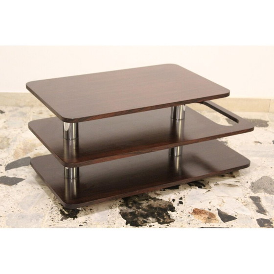Image 1 of Vintage koffiebartafel in palissander laminaat en verchroomd metaal, Italië 1970