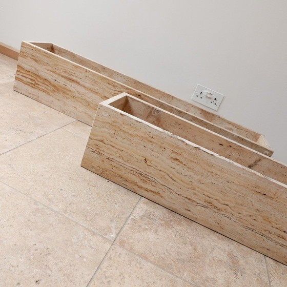 Image 1 of Paar travertijnen plantenbakken uit de Mid Century, België 1970