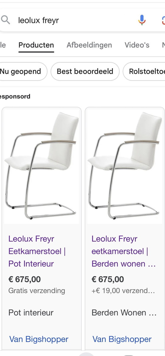 Image 1 of 6x Leolux Freyr Eetkamer Stoelen