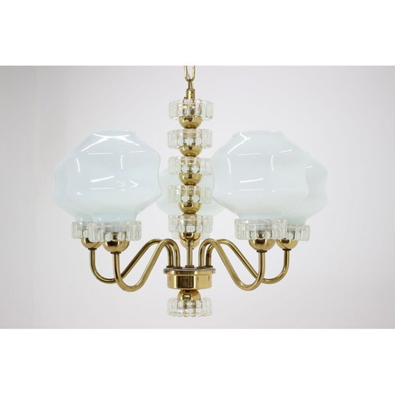 Image 1 of Set van één vintage kroonluchter en één wandlamp