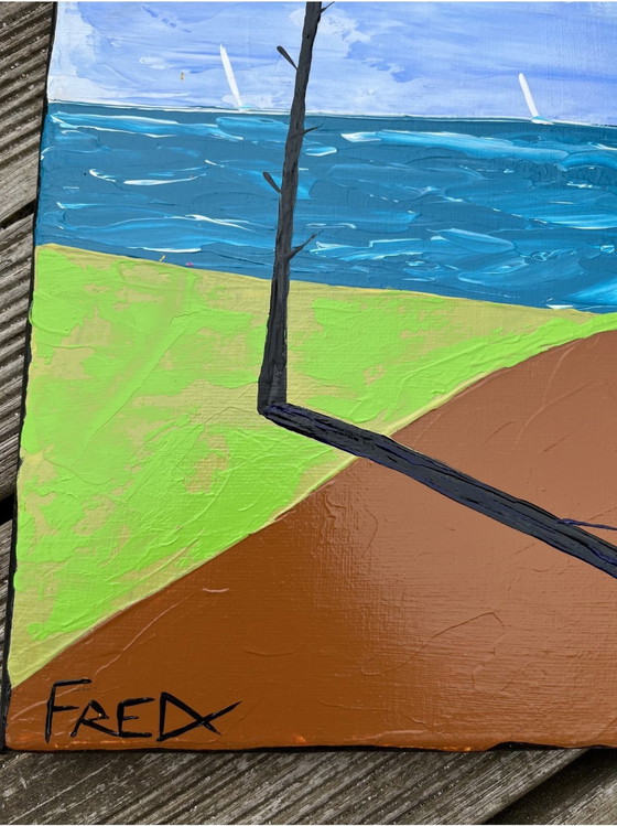 Image 1 of Le Chemin De La Plage. Acryl door Frédéric Cadiou.