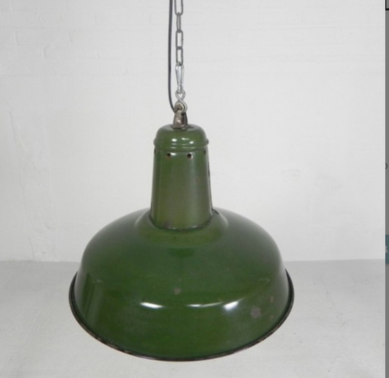 Image 1 of Industriële hanglamp met geëmailleerde stalen kap