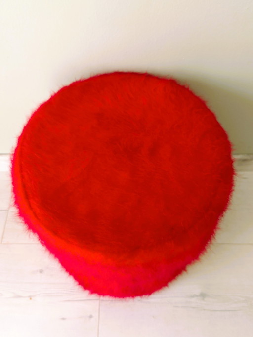 Pouf Moumoute Rood Stijl Pelfran