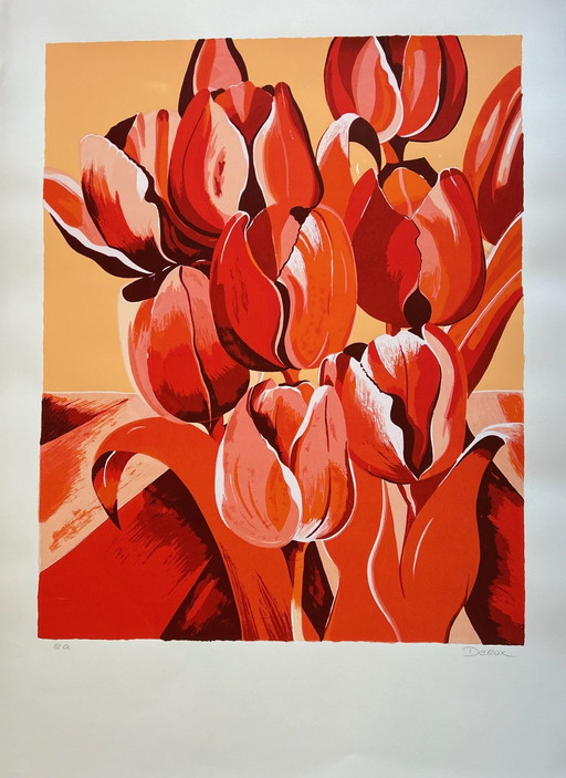 Zeefdruk Derox - Oranje Tulpen