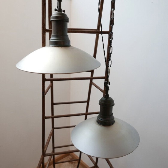 Image 1 of Vintage lichtgevende glazen spiegel hanglamp, Duitsland 1920