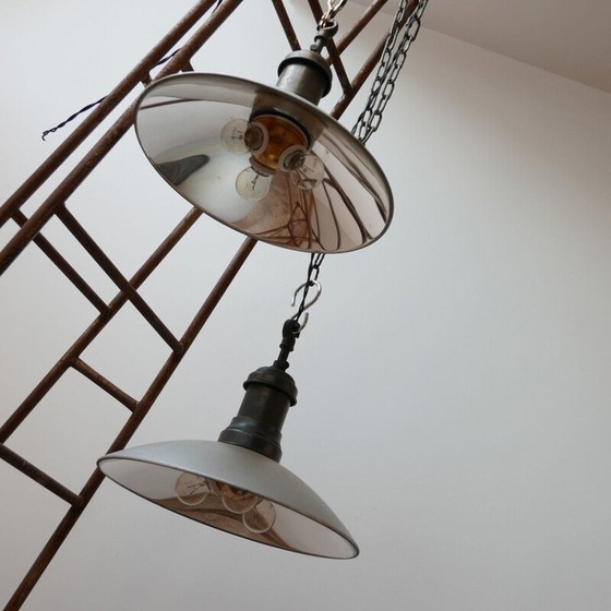 Image 1 of Vintage lichtgevende glazen spiegel hanglamp, Duitsland 1920