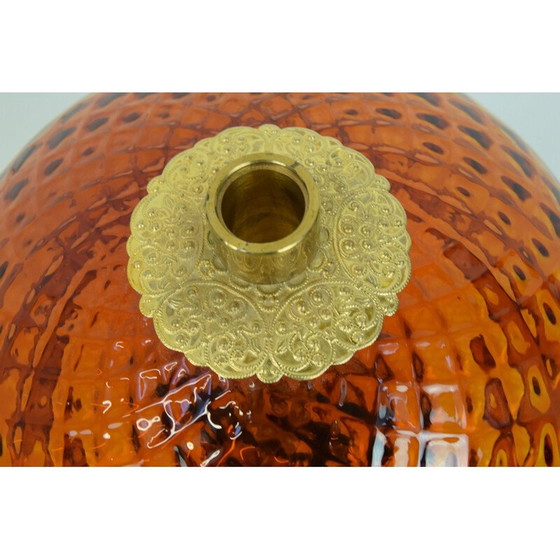 Image 1 of Vintage lamp van glas en messing, Tsjecho-Slowakije 1960