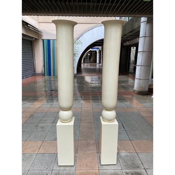 Image 1 of Paar vintage zuilen in gelakt hout van Maison Smania, jaren 1980