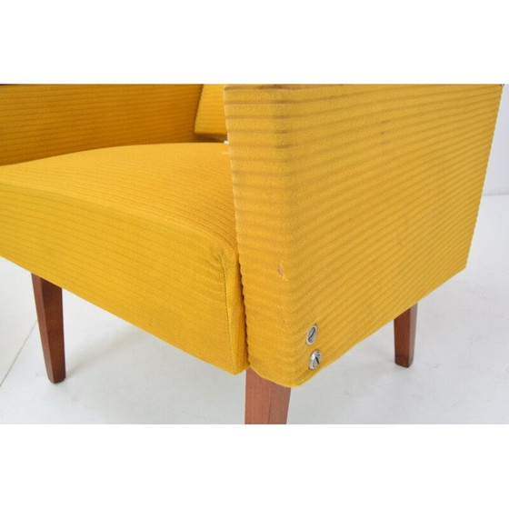 Image 1 of Paar vintage fauteuils in stof en hout, Tsjecho-Slowakije 1960