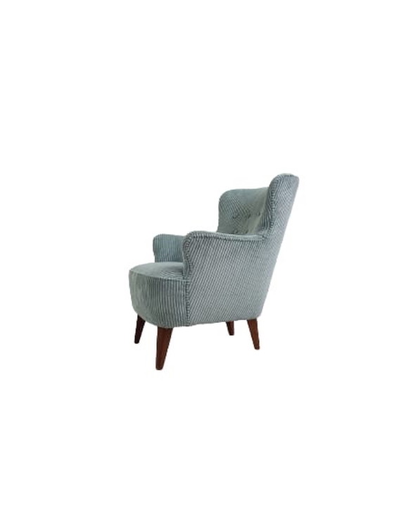 Image 1 of Artifort lichtblauwe fauteuil Theo Ruth ribstof blauw