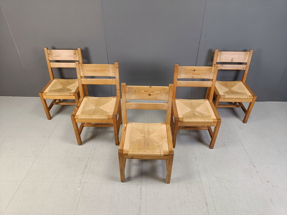 Image 1 of Vintage Scandinavische Dennenhouten Eetkamerstoelen, 1960S Door Gm Mobler