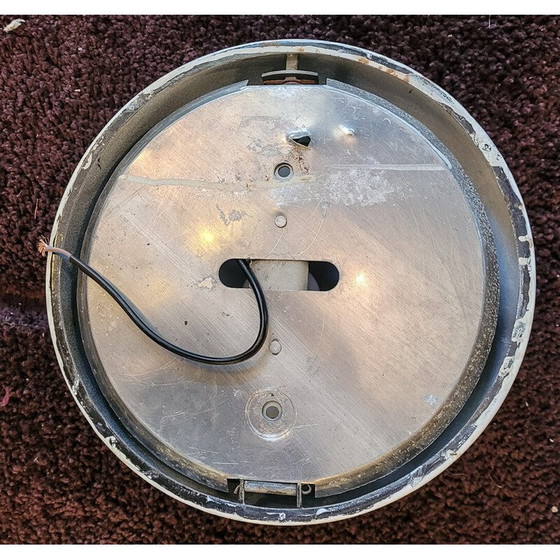 Image 1 of Vintage plafondlamp in opaline glas en wit geëmailleerd plaatstaal voor Gal, 1940