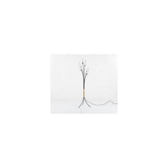 Image 1 of Vintage glazen en metalen vloerlamp, Frankrijk 1950