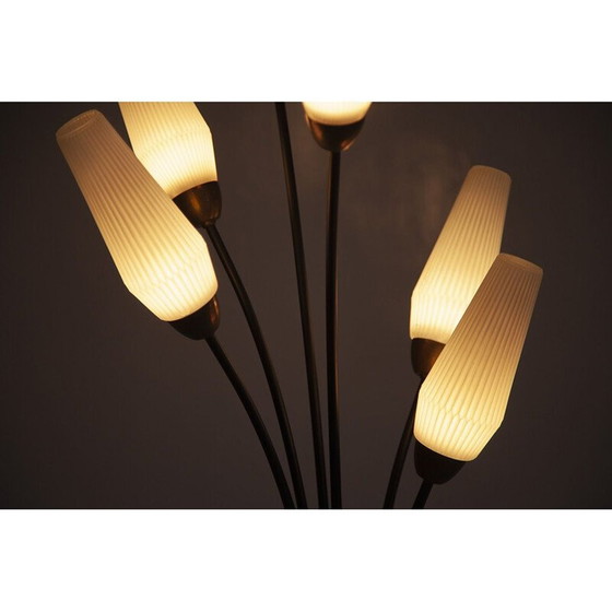 Image 1 of Vintage glazen en metalen vloerlamp, Frankrijk 1950