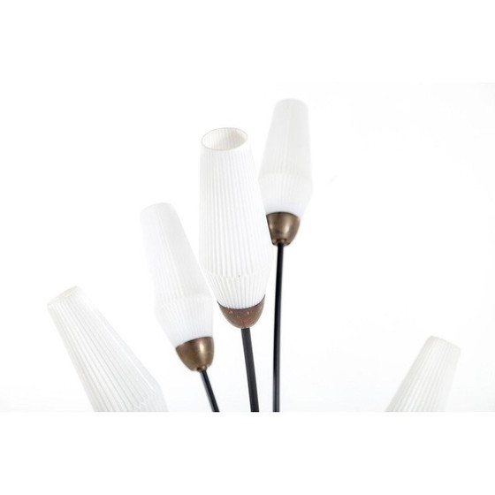 Image 1 of Vintage glazen en metalen vloerlamp, Frankrijk 1950