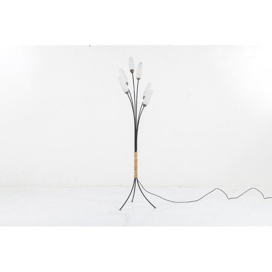 Image 1 of Vintage glazen en metalen vloerlamp, Frankrijk 1950