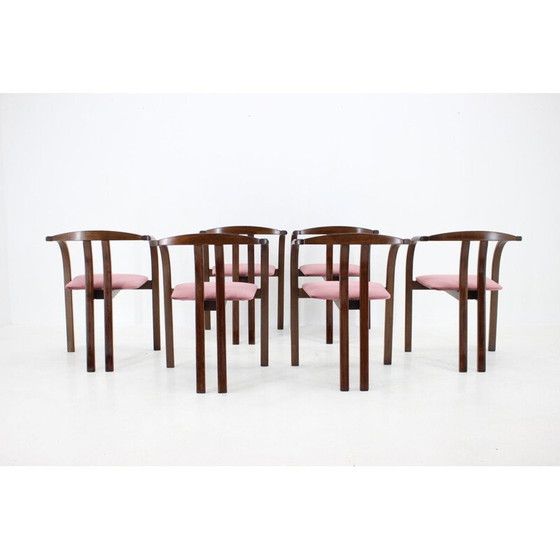 Image 1 of Set van 6 vintage houten bijzetstoelen van Ton, Tsjecho-Slowakije 1980