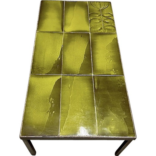 Groene vintage salontafel "lava" van Roger Capron