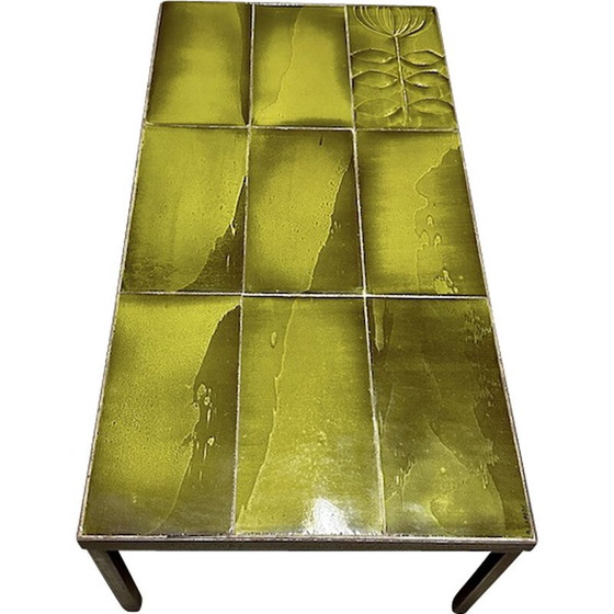 Image 1 of Groene vintage salontafel "lava" van Roger Capron