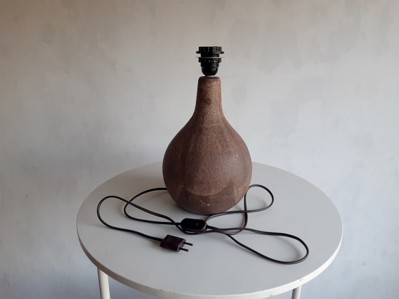Image 1 of Vintage keramieken lampenvoet met nieuwe handgemaakte lampenkap van originele vintage stof