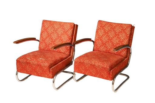 Functionalistische gestoffeerde fauteuil van Mücke-Melder 1930, Tsjecho-Slowakije