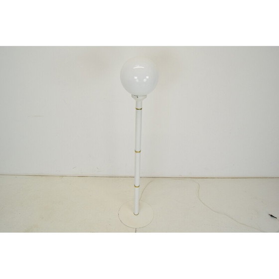 Image 1 of Vintage vloerlamp van melkglas, metaal en messing, Tsjecho-Slowakije 1970