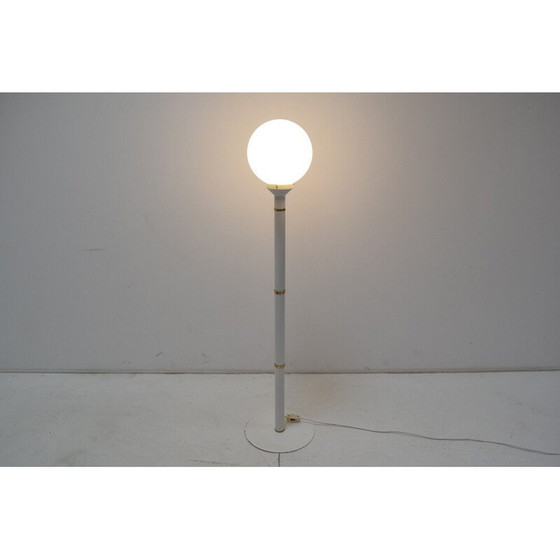 Image 1 of Vintage vloerlamp van melkglas, metaal en messing, Tsjecho-Slowakije 1970